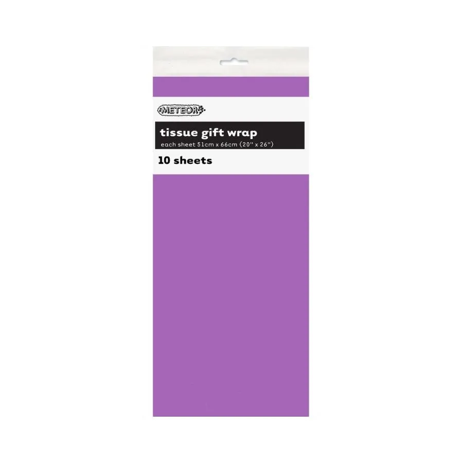 10pk Pretty Purple Tissue Gift Wrap Sheets 51x66cm