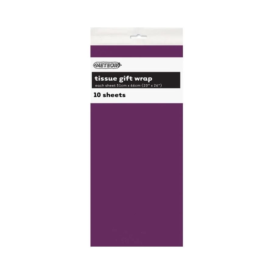 10pk Purple Tissue Gift Wrap Sheets 51x66cm