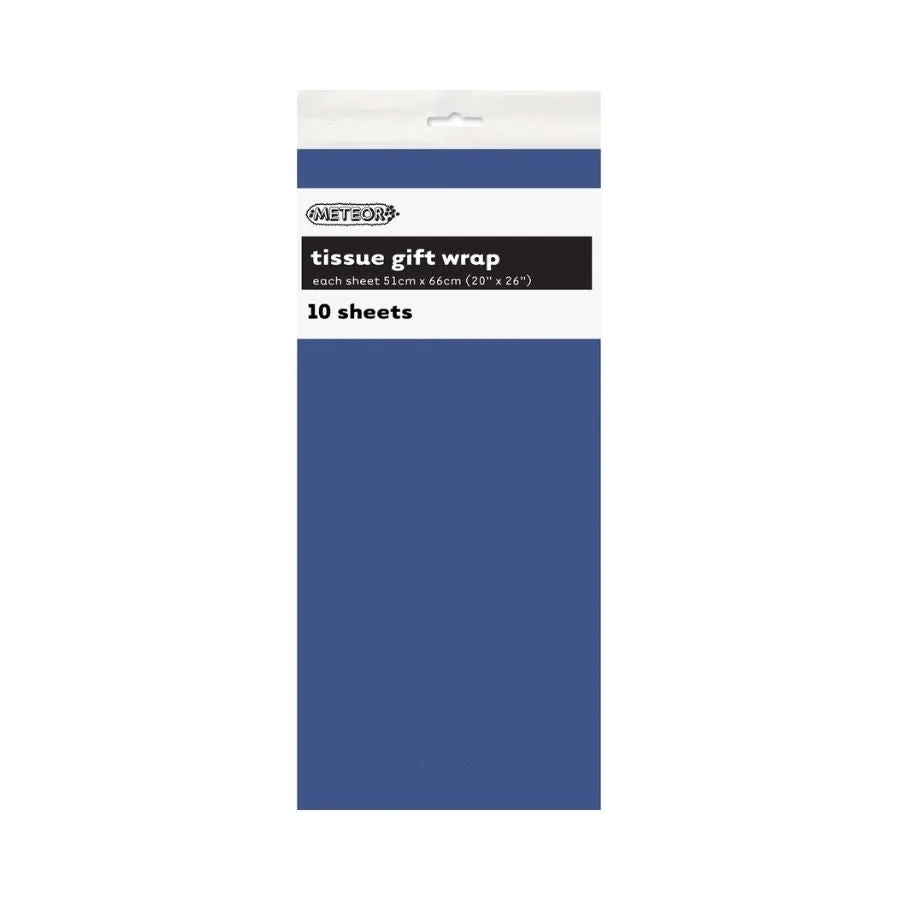 10pk Royal Blue Tissue Gift Wrap Sheets 51x66cm