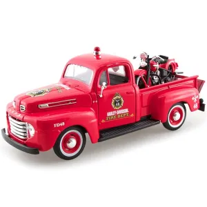 1:24 Scale 1948 Ford F-1 Pickup Truck and 1936 Harley-Davidson® EL Knucklehead Diecast Model