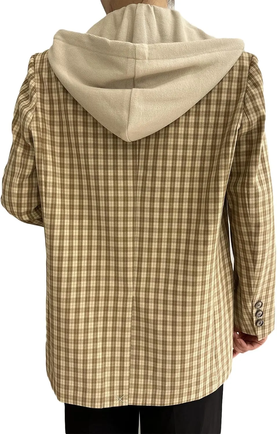 2025 Women's Spring Hooded Blazer Jacket Double-Breasted Oversize Loose Fully-Lined Work Office Suit with Pockets