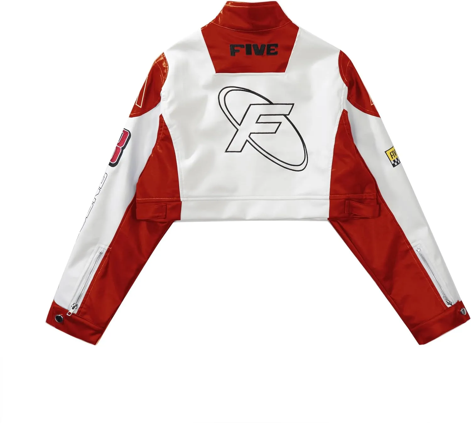 Aelfric Eden Cropped Leather Jacket Women PU Crop Moto Biker Racing Trendy Fashion Casual Coats