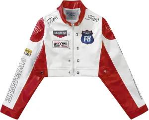 Aelfric Eden Cropped Leather Jacket Women PU Crop Moto Biker Racing Trendy Fashion Casual Coats