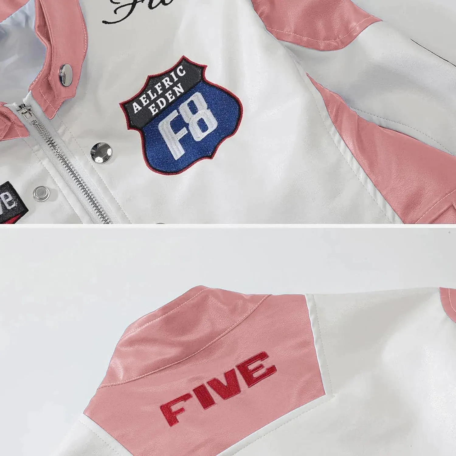 Aelfric Eden Cropped Leather Jacket Women PU Crop Moto Biker Racing Trendy Fashion Casual Coats