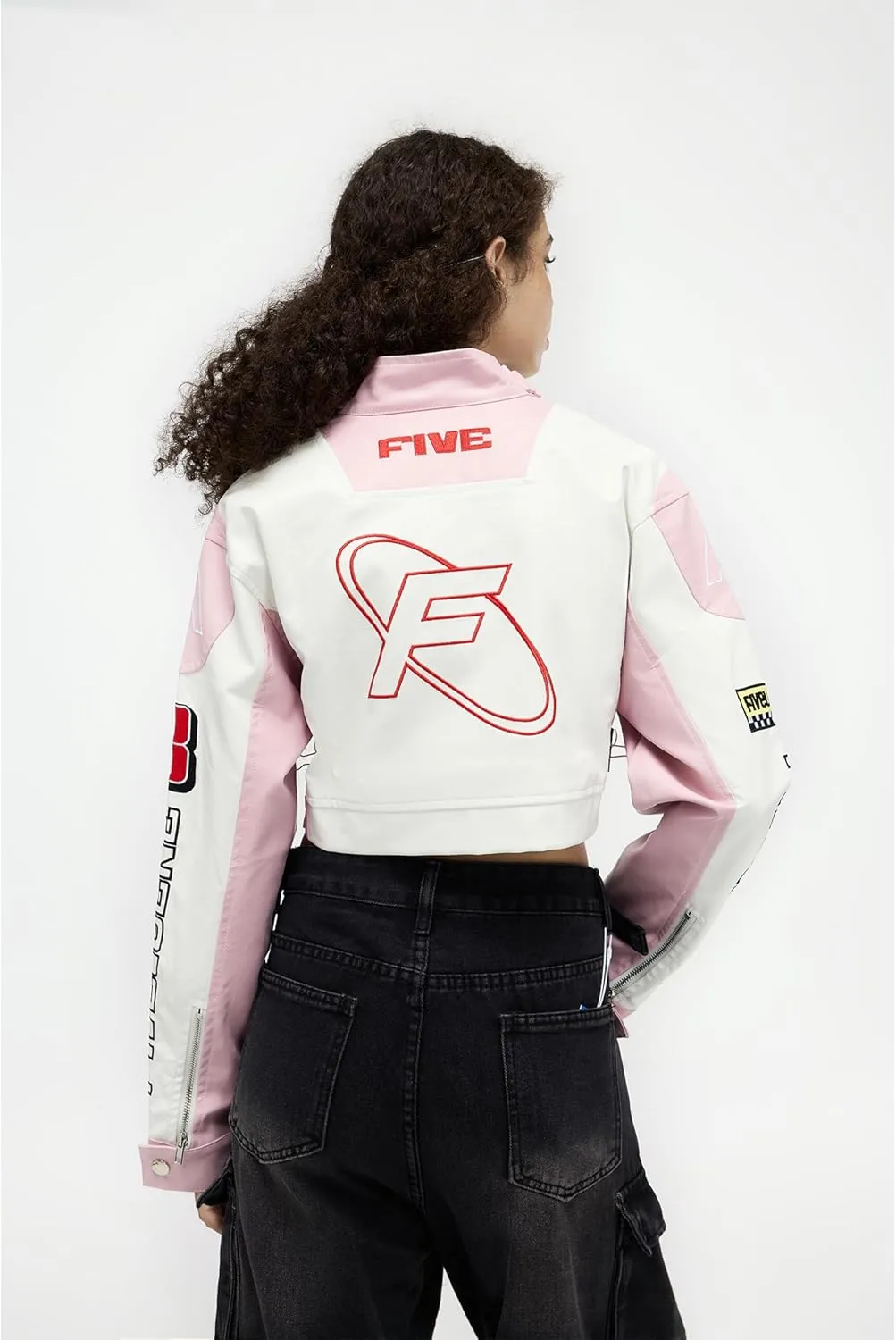 Aelfric Eden Cropped Leather Jacket Women PU Crop Moto Biker Racing Trendy Fashion Casual Coats