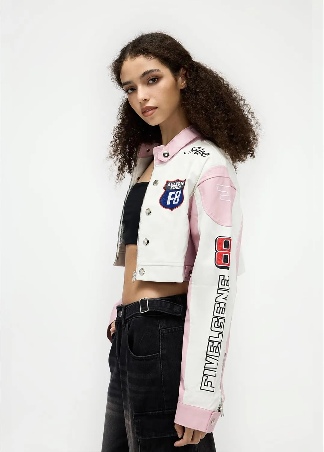 Aelfric Eden Cropped Leather Jacket Women PU Crop Moto Biker Racing Trendy Fashion Casual Coats