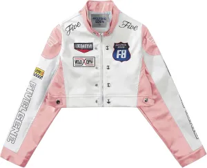 Aelfric Eden Cropped Leather Jacket Women PU Crop Moto Biker Racing Trendy Fashion Casual Coats