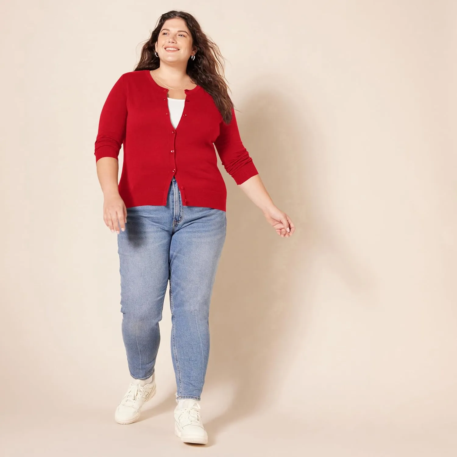 Amazon Essentials Women's Lightweight Crewneck Cardigan Sweater (Available in Plus Size)