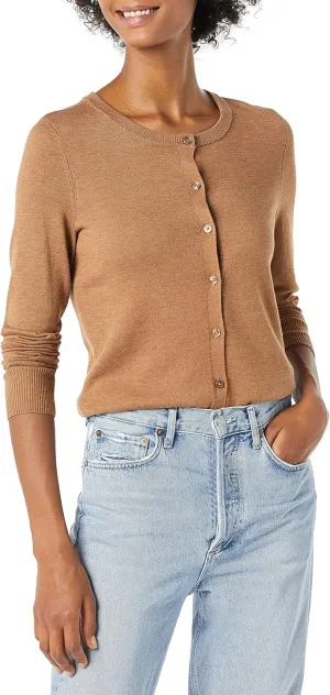 Amazon Essentials Women's Lightweight Crewneck Cardigan Sweater (Available in Plus Size)