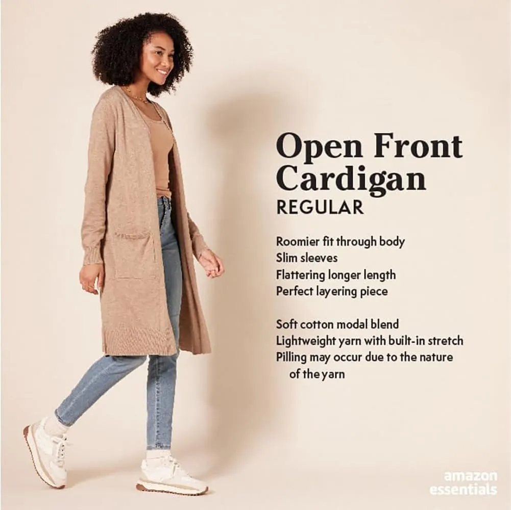 Amazon Essentials Women's Lightweight Longer Length Cardigan Sweater (Available in Plus Size)
