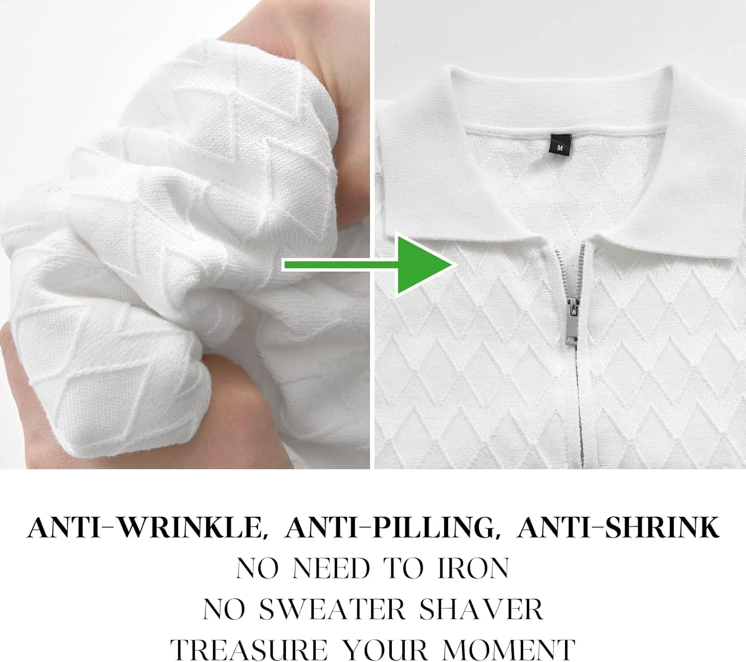 Arach&Cloz Mens Zipper Polo 3D Texture Shirts 2025 Spring Summer Fashion Knit Golf Tops Short Sleeve Dress Clothes
