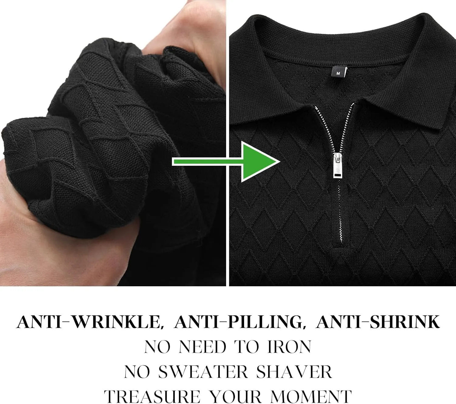 Arach&Cloz Mens Zipper Polo 3D Texture Shirts 2025 Spring Summer Fashion Knit Golf Tops Short Sleeve Dress Clothes