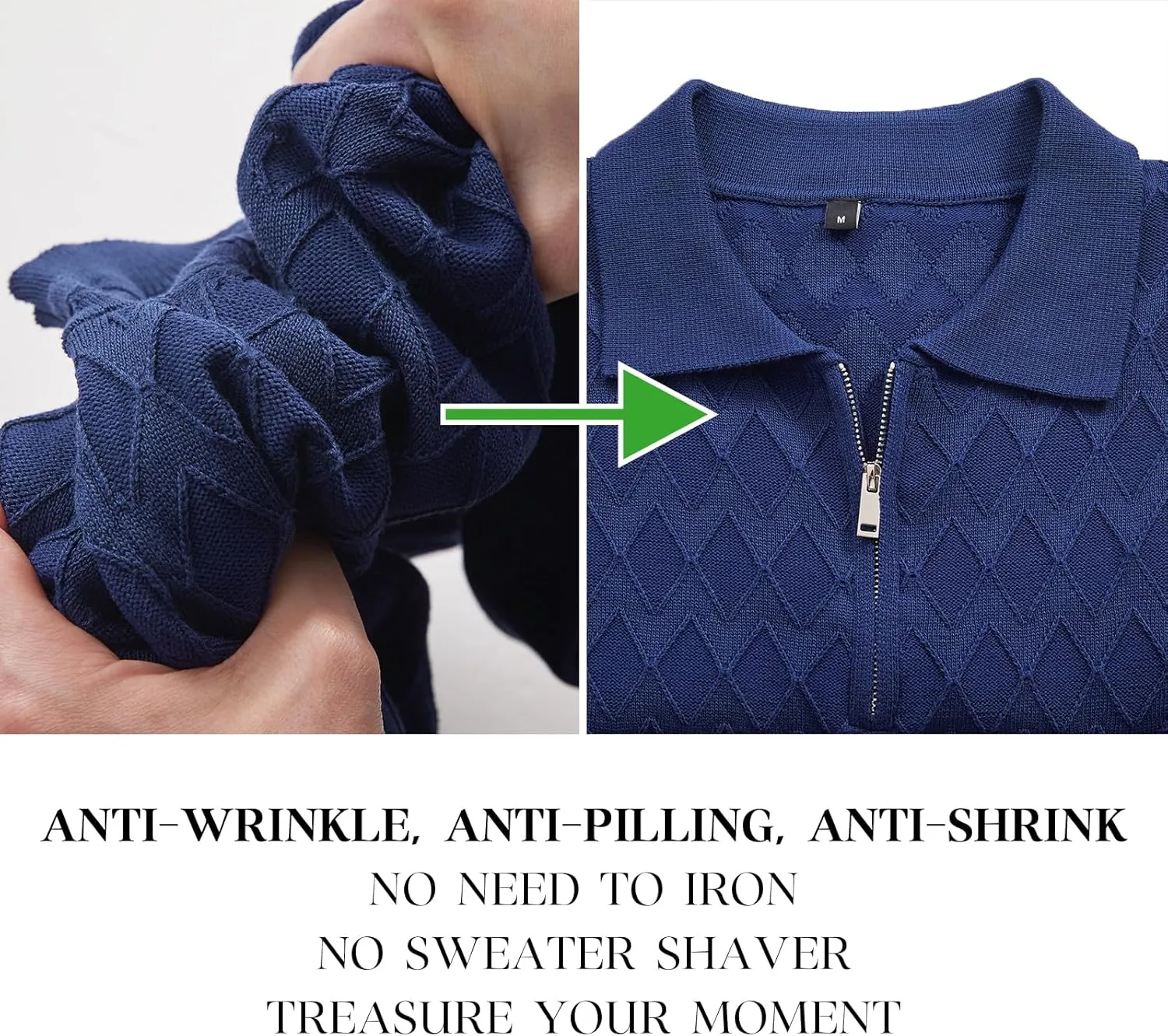 Arach&Cloz Mens Zipper Polo 3D Texture Shirts 2025 Spring Summer Fashion Knit Golf Tops Short Sleeve Dress Clothes