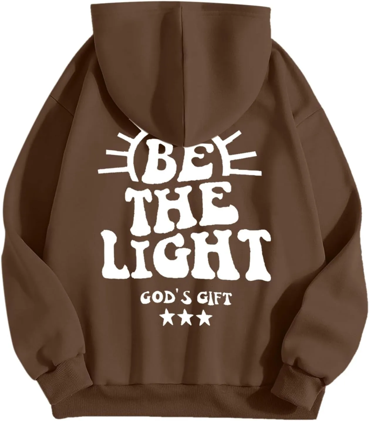 Be The Light Sweatshirt For Women Long Sleeve Drop Shoulder Casual Sweatshirts Drawstring Pockets Comfort Trendy Hoodie