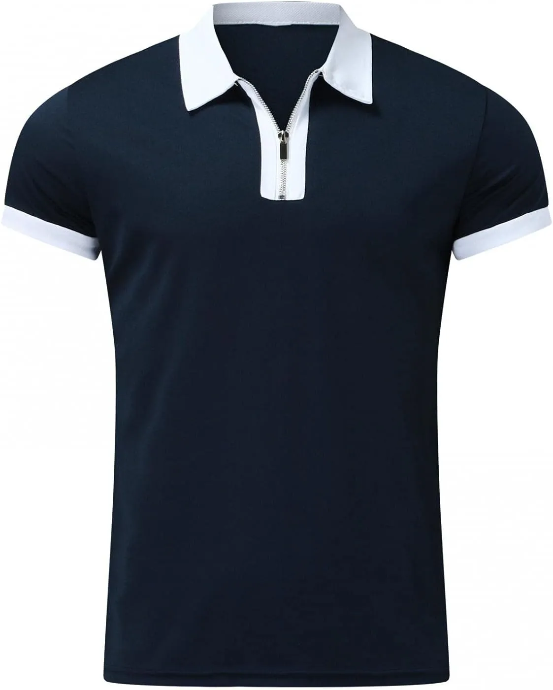 Burband Mens Fashion Short Sleeve Polo Shirts Big and Tall Zipper Dual Tipped Collar Slim Fit Paisley Floral Dad Shirts