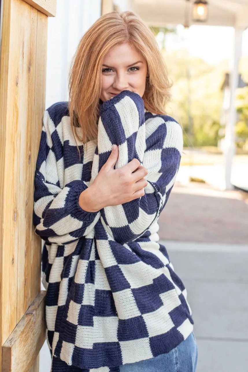 Check Point Knit Cardigan