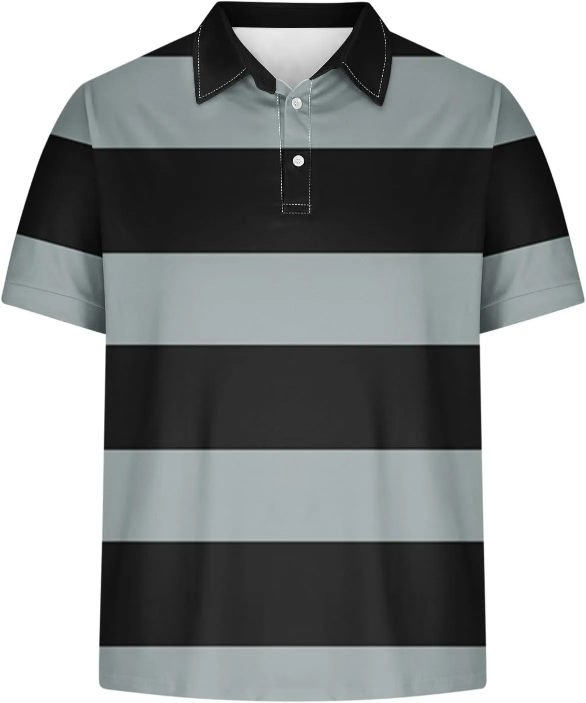 Color Block Golf Shirts for Men Short Sleeve Regular Fit Moisture Wicking Performance Casual Striped Mens Polo Shirts