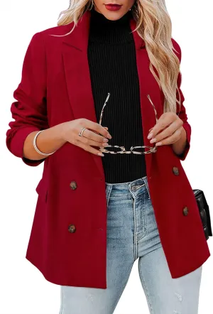 CRAZY GRID Womens Casual Blazer Jacket Long Sleeve Open Front Work Office Blazer Lapel Button Jacket
