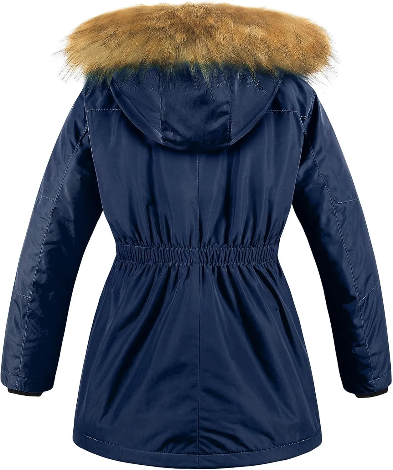 CREATMO US Girl's Long Winter Warm Parka Sherpa Trimmed Collar Puffer Ski Jacket Coat