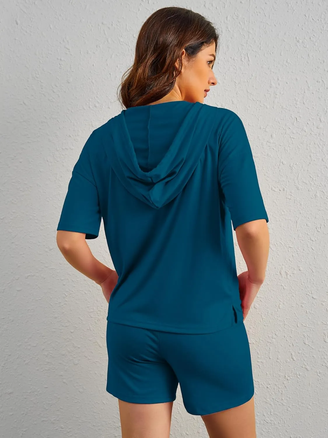 FUPHINE Women's Two Piece Outfits Shorts Sets Summer Sweatsuit Sets Short Sleeve Hoodie and Bottoms Loungewear with Pocket