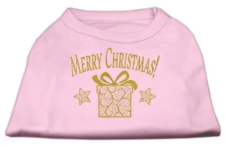 Golden Christmas Present Dog Shirt Light Pink XXL (18)