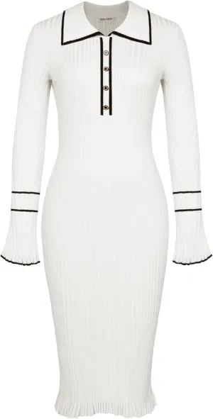 GRACE KARIN Women's 2024 Long Sleeve Sweater Dress Button Knit Slim Fit Casual V Neck Elegant Bodycon Midi Dresses