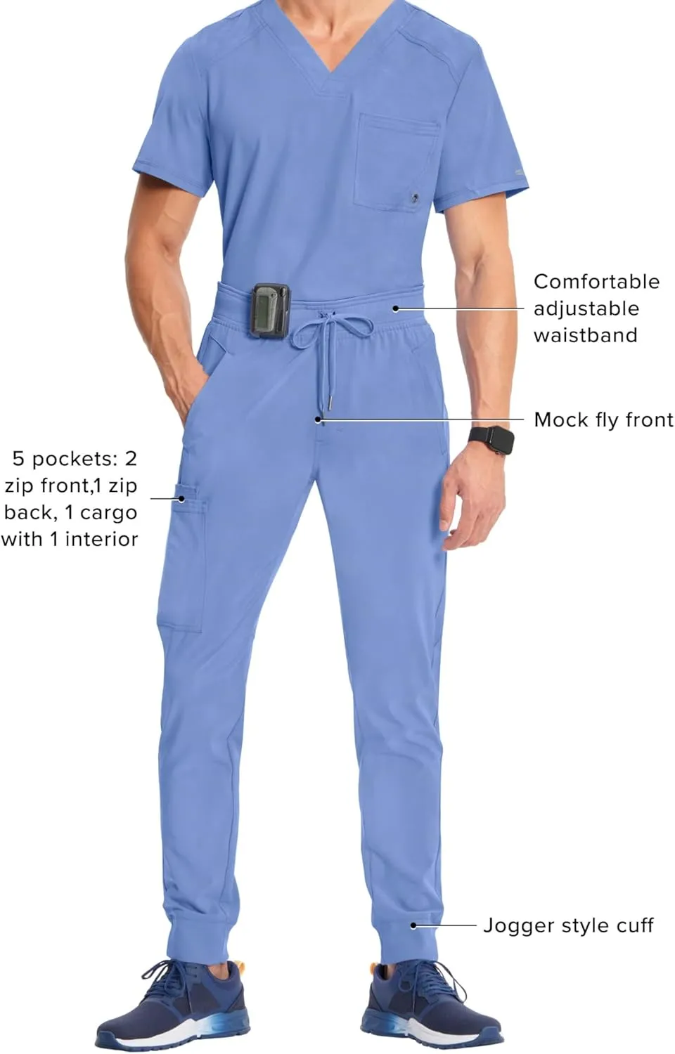 Infinity Cherokee Men's Jogger Pants with Drawstring Waist Mid Rise 5 Pockets Bottoms CK004A