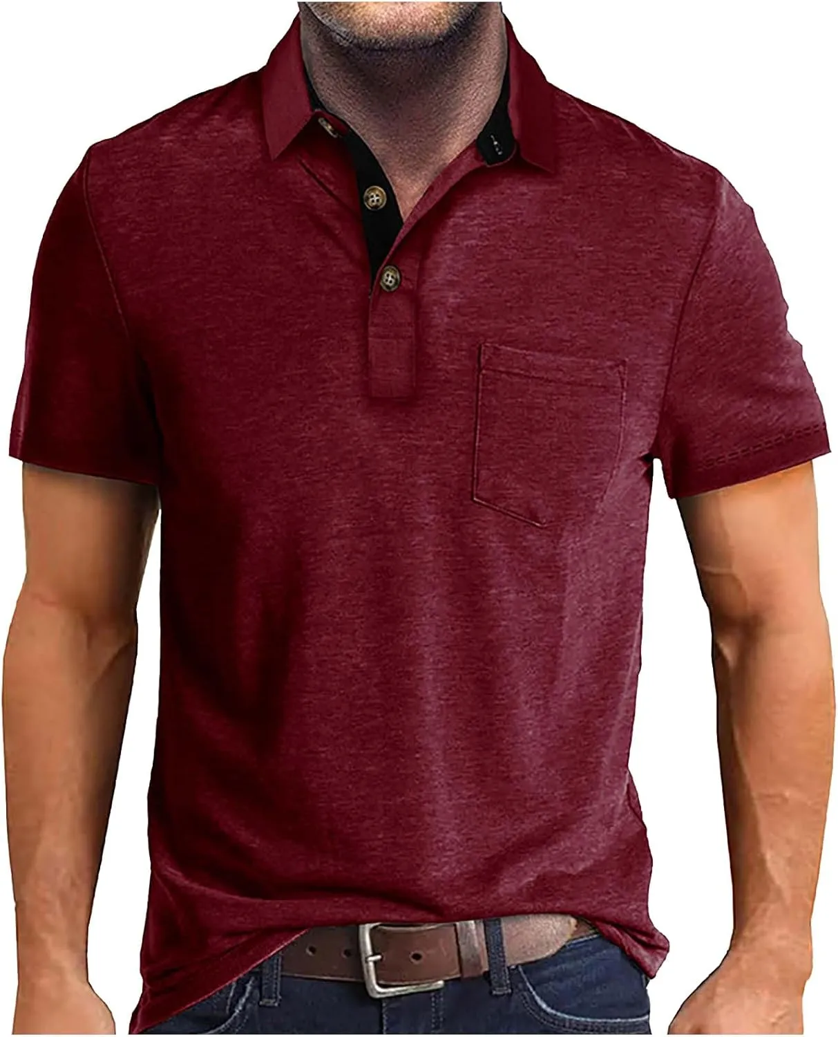 JJHAEVDY Mens T-Shirts Short Sleeve Lapel Polo Shirts Button Solid Shirt Casual Basic Tops Summer Fashion T-Shirt with Pocket