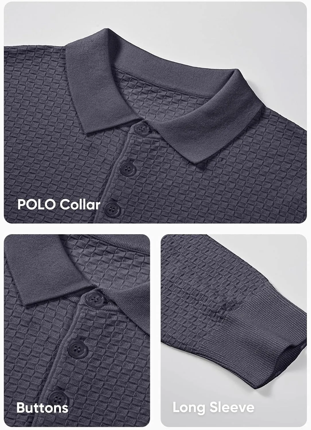 JMIERR Mens Knit Polo Shirts Casual Button Down Long Sleeve Dress Shirts Winter Lightweight Pullover Sweater