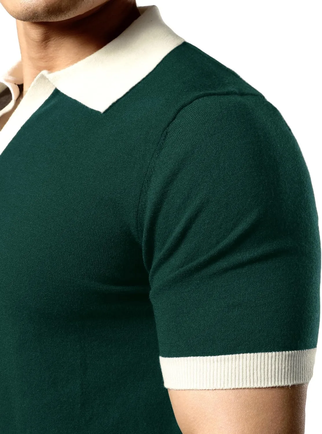 JOGAL Mens Knit Polo Shirts Vintage Short Sleeve Sweater Polo Muscle Slim Fit Golf Shirts