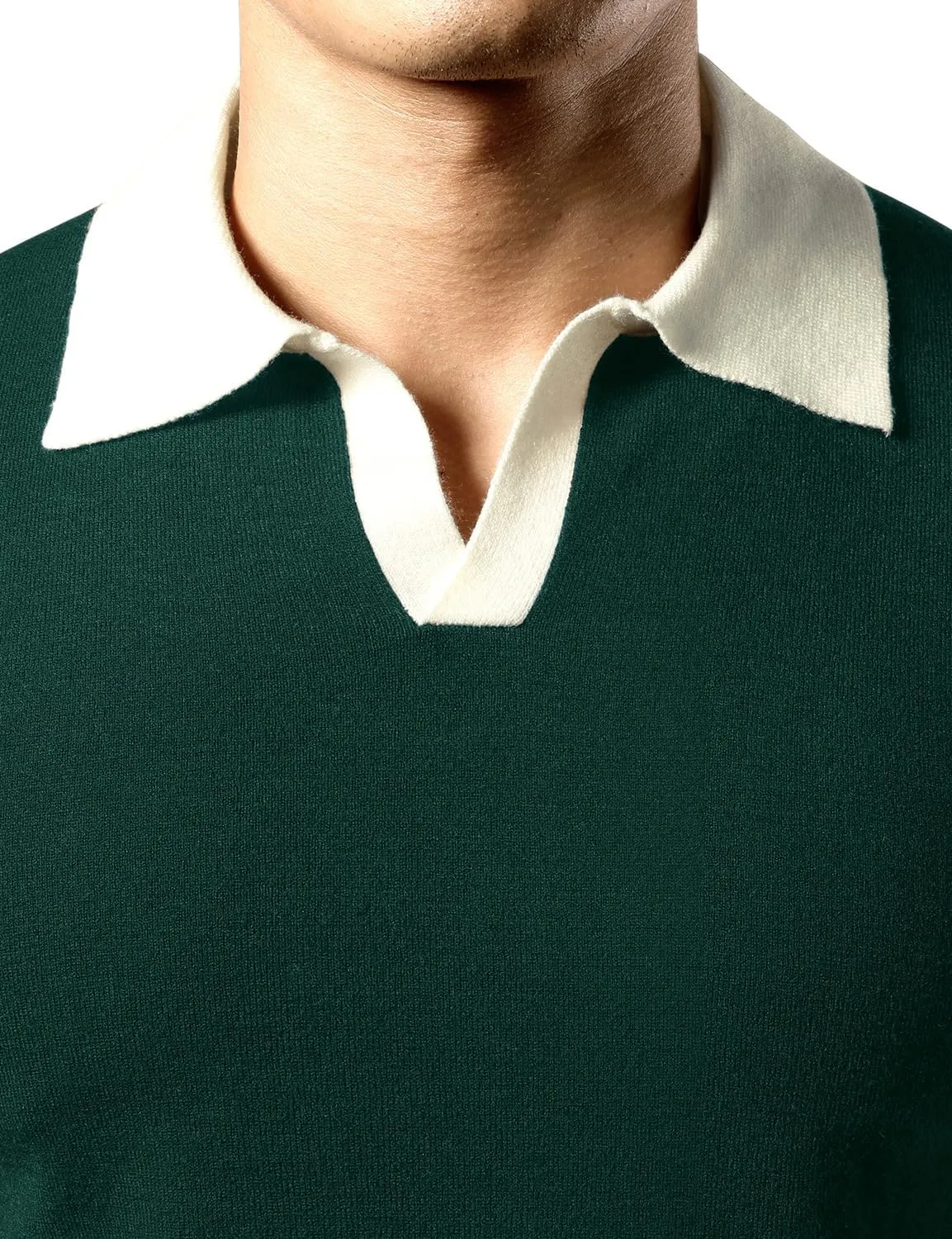 JOGAL Mens Knit Polo Shirts Vintage Short Sleeve Sweater Polo Muscle Slim Fit Golf Shirts