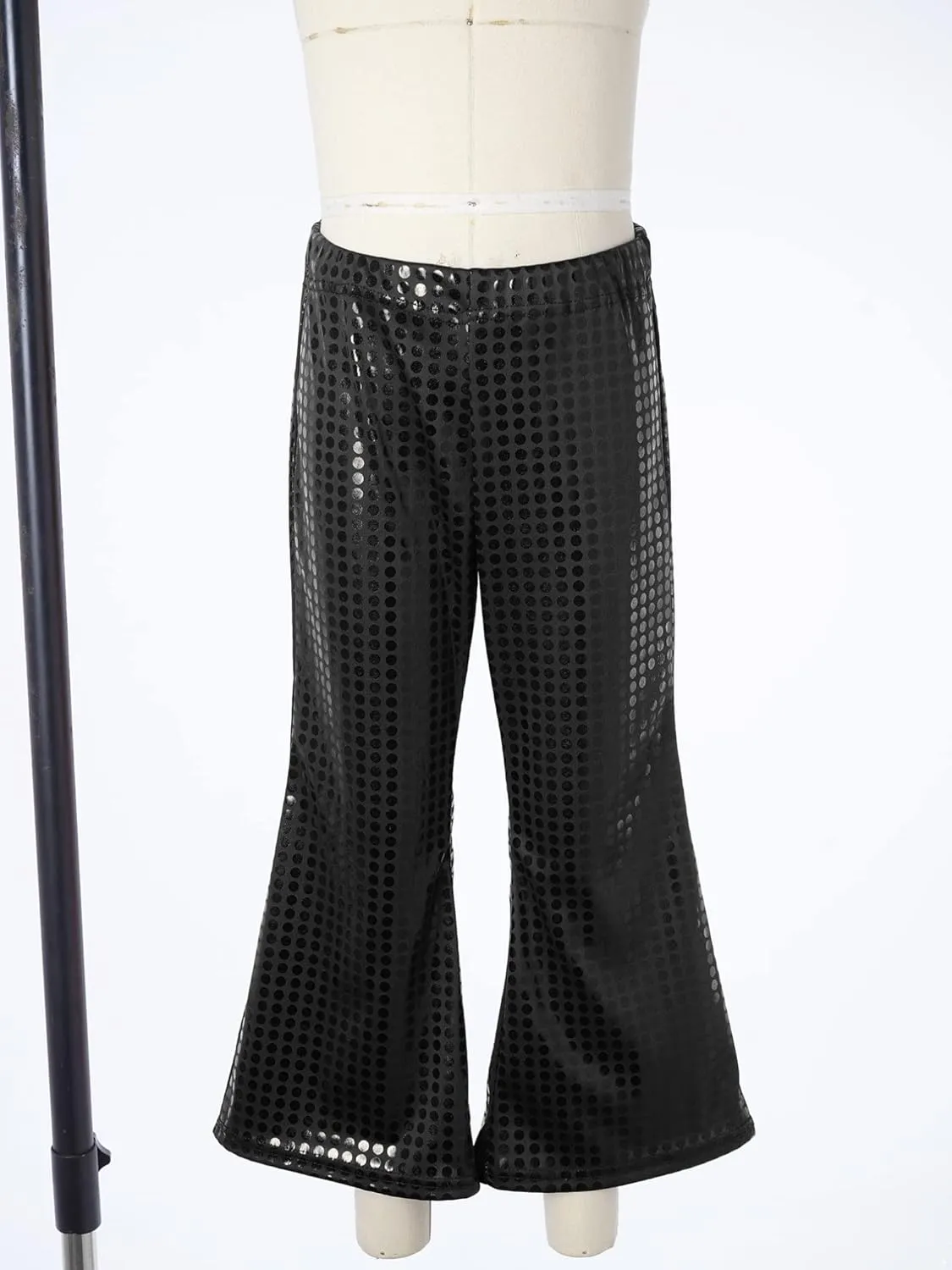 Kids Girls Sparkly Sequins Dance Pants Wide Leg Bell Bottoms Flared Trousers Hip Hop Jazz Disco Performance Costume