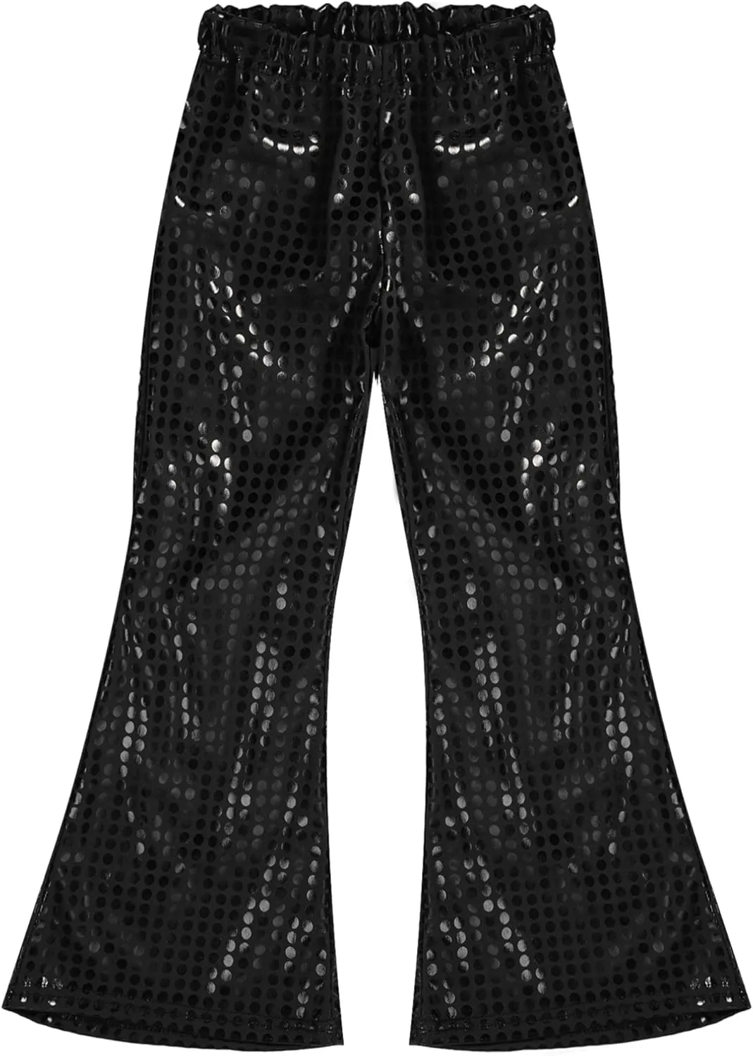 Kids Girls Sparkly Sequins Dance Pants Wide Leg Bell Bottoms Flared Trousers Hip Hop Jazz Disco Performance Costume