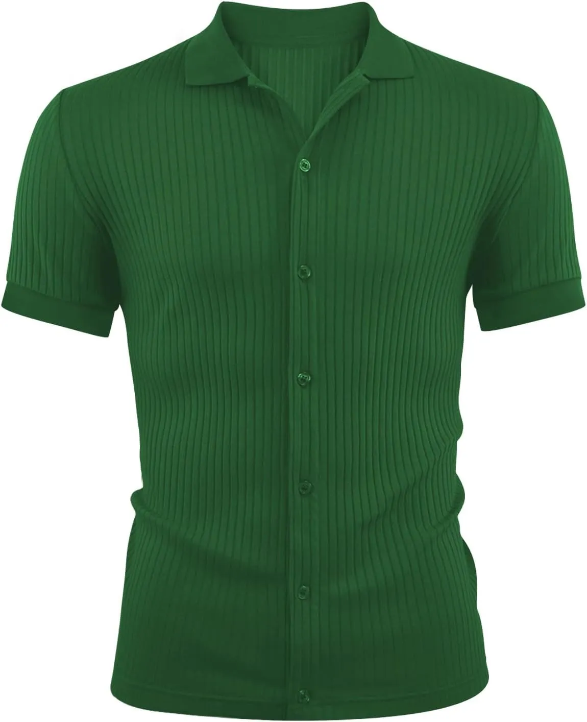 LOGEEYAR Men's Slim Fit Polo Shirts Short Sleeve Breathable Button Down Golf Shirts Ribbed Knit Soft Cotton Tops