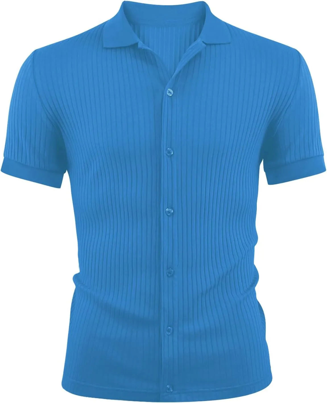 LOGEEYAR Men's Slim Fit Polo Shirts Short Sleeve Breathable Button Down Golf Shirts Ribbed Knit Soft Cotton Tops