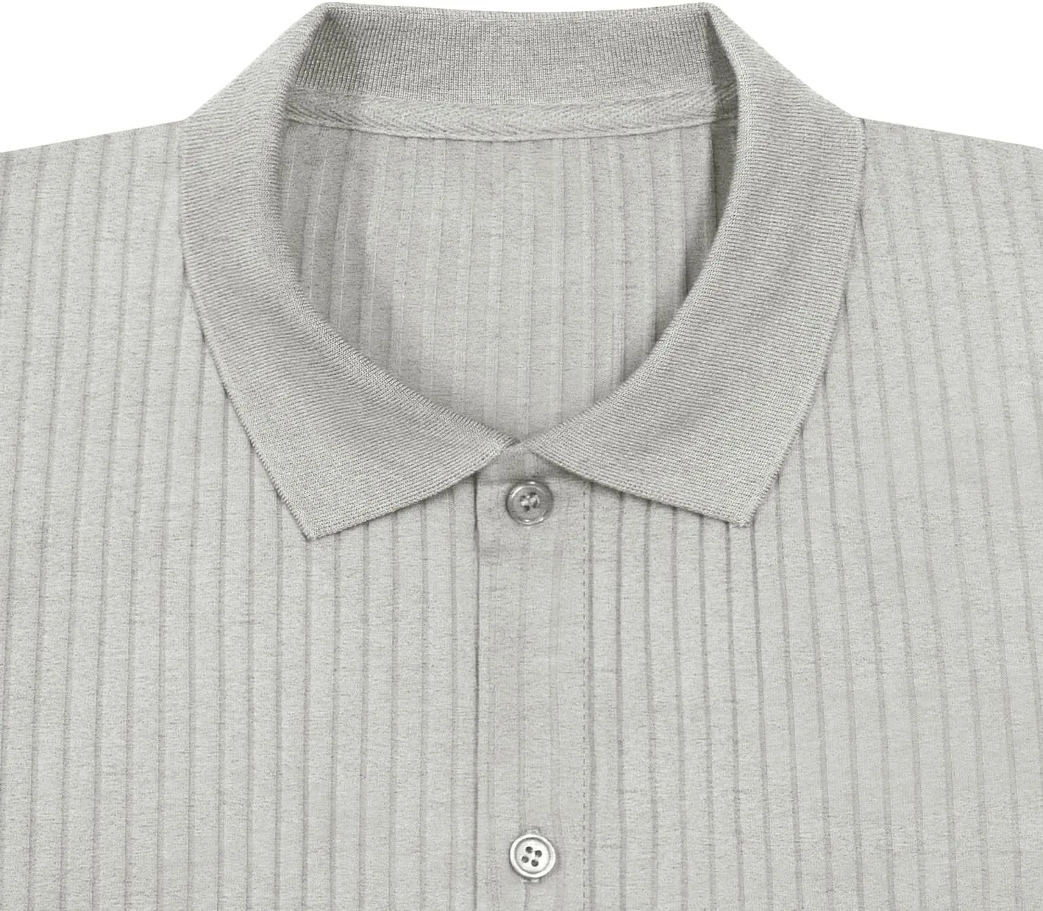 LOGEEYAR Men's Slim Fit Polo Shirts Short Sleeve Breathable Button Down Golf Shirts Ribbed Knit Soft Cotton Tops