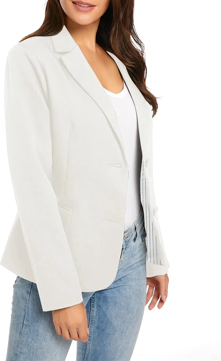 LookbookStore Womens Notched Lapel Pockets Button Work Office Blazer Jacket Suit