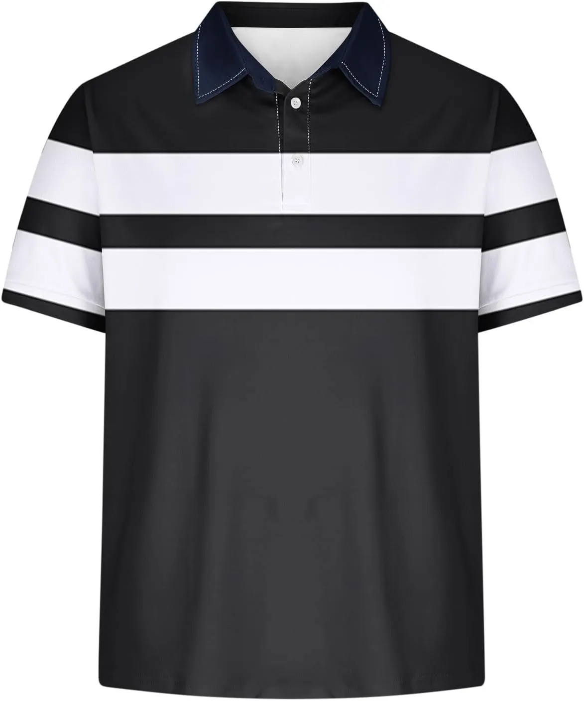 Mens Striped Golf Polo Shirts Slim Short Sleeve Color Matching Polo T Shirt Basic Stylish Cotton Work Shirts Dressy