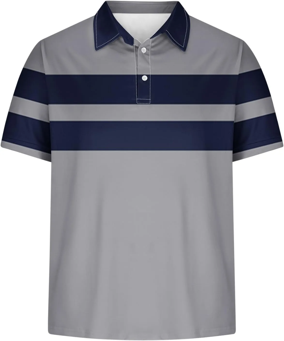 Mens Striped Golf Polo Shirts Slim Short Sleeve Color Matching Polo T Shirt Basic Stylish Cotton Work Shirts Dressy