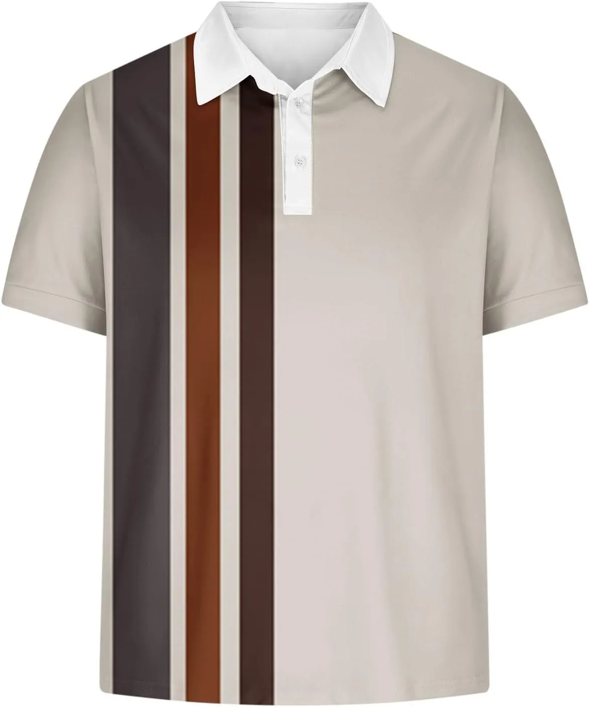 Mens Striped Golf Polo Shirts Slim Short Sleeve Color Matching Polo T Shirt Basic Stylish Cotton Work Shirts Dressy