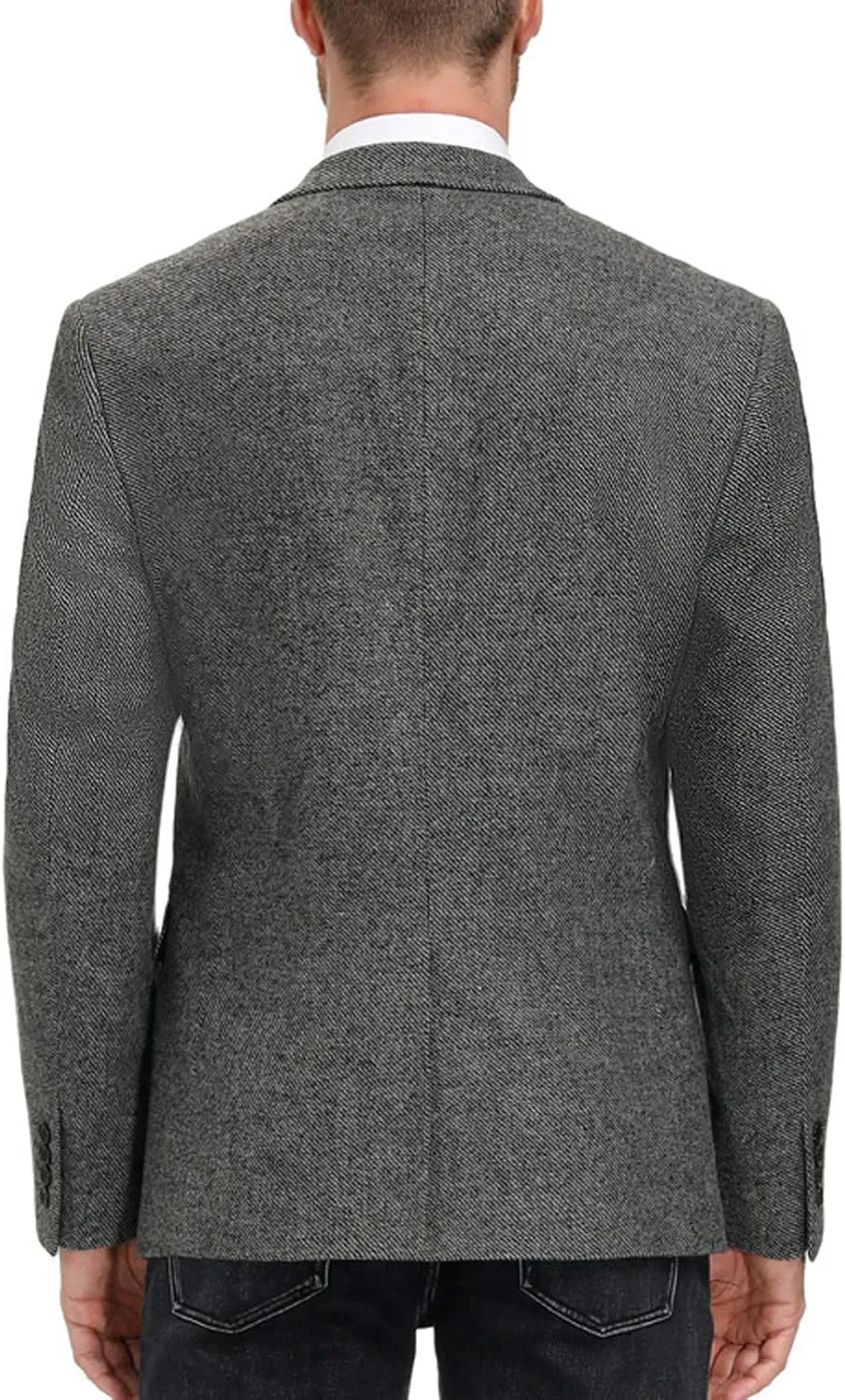Mens Wool Blend Blazer Jacket Houndstooth Suit Blazer Notch Lapel 2 Button