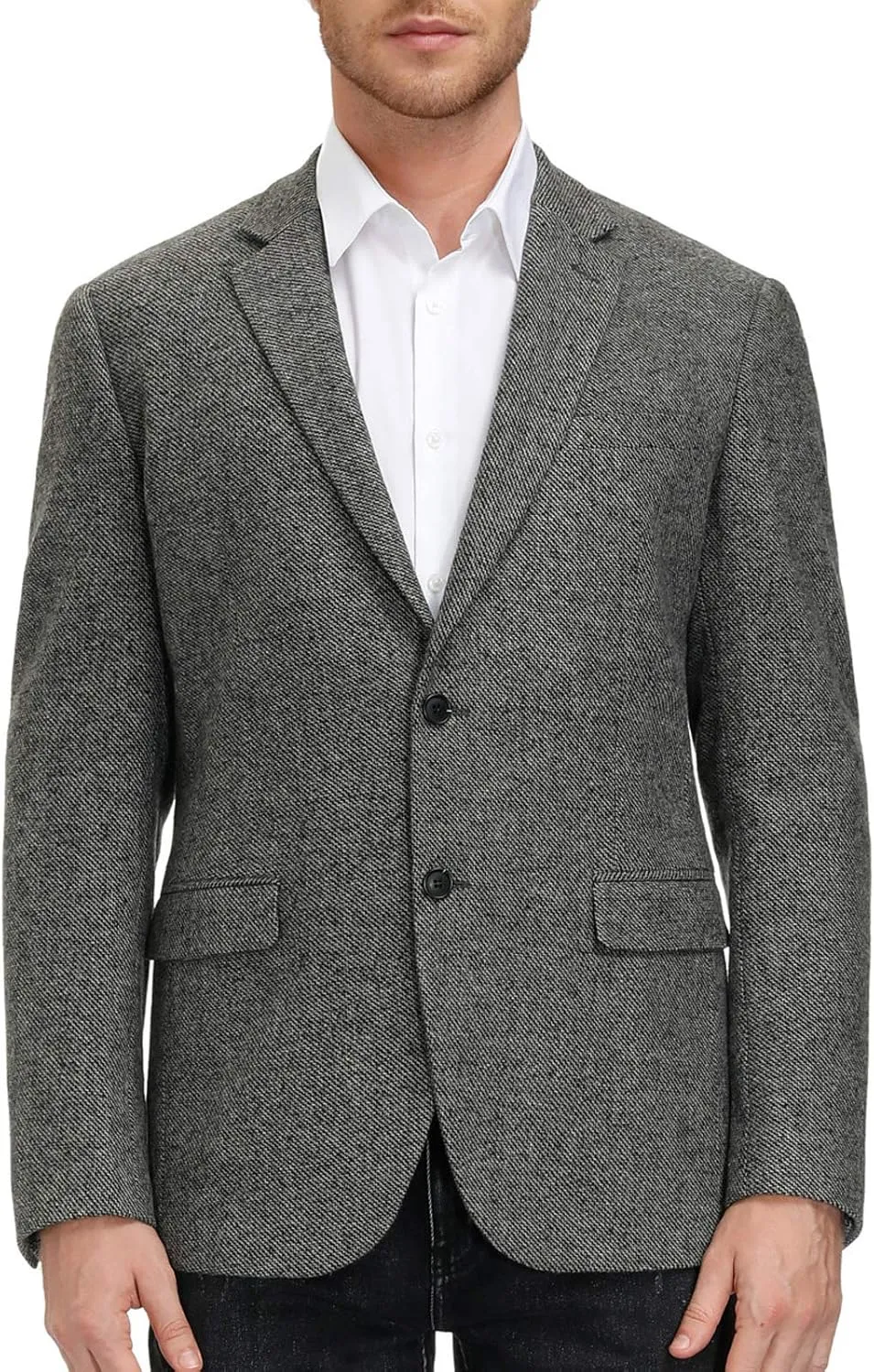 Mens Wool Blend Blazer Jacket Houndstooth Suit Blazer Notch Lapel 2 Button