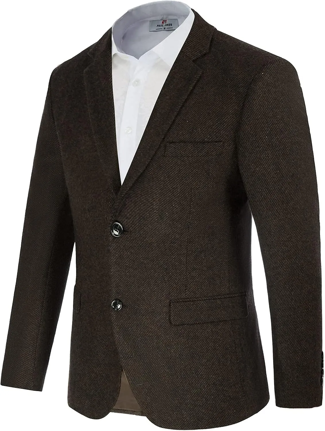 Mens Wool Blend Blazer Jacket Houndstooth Suit Blazer Notch Lapel 2 Button