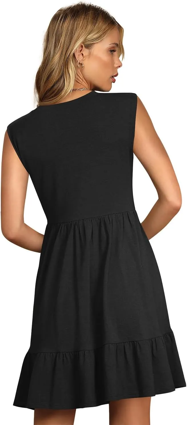 Nova In Sky Women's Summer Dress Short Sleeve Casual T Shirt Dreses 2025 Flowy Beach V Neck Sundresses with Pockets