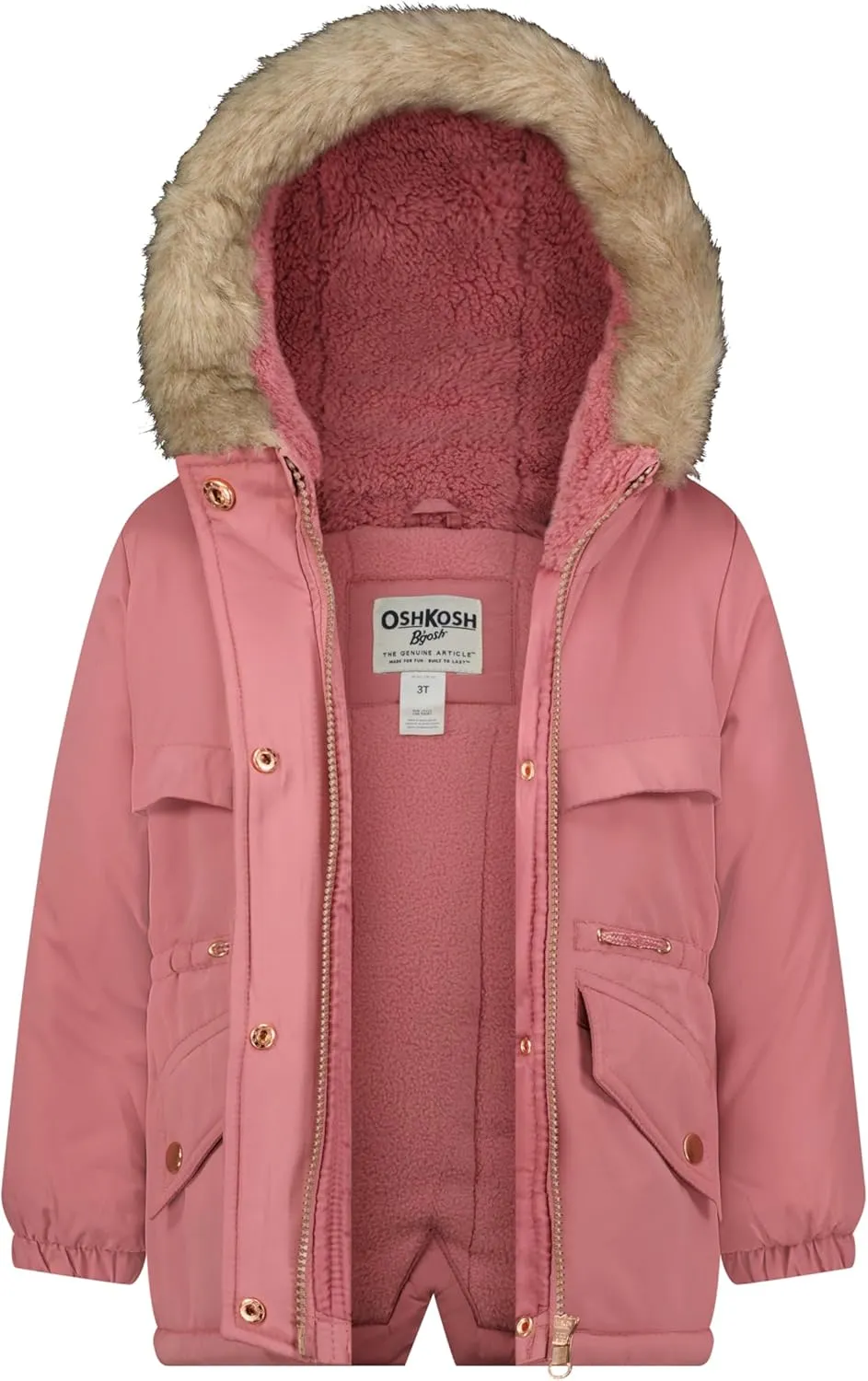 OshKosh B'gosh Girls' Heavyweight Faux Fur Hooded Parka Warm Winter Coat