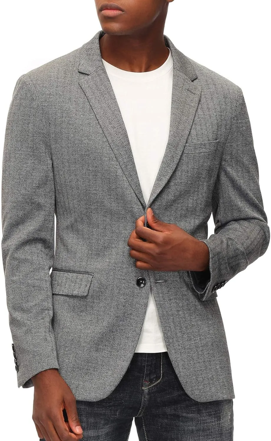 PJ Paul Jones Men's Herringbone Blazer Jacket Lightweight Casual Knit Sport Coat