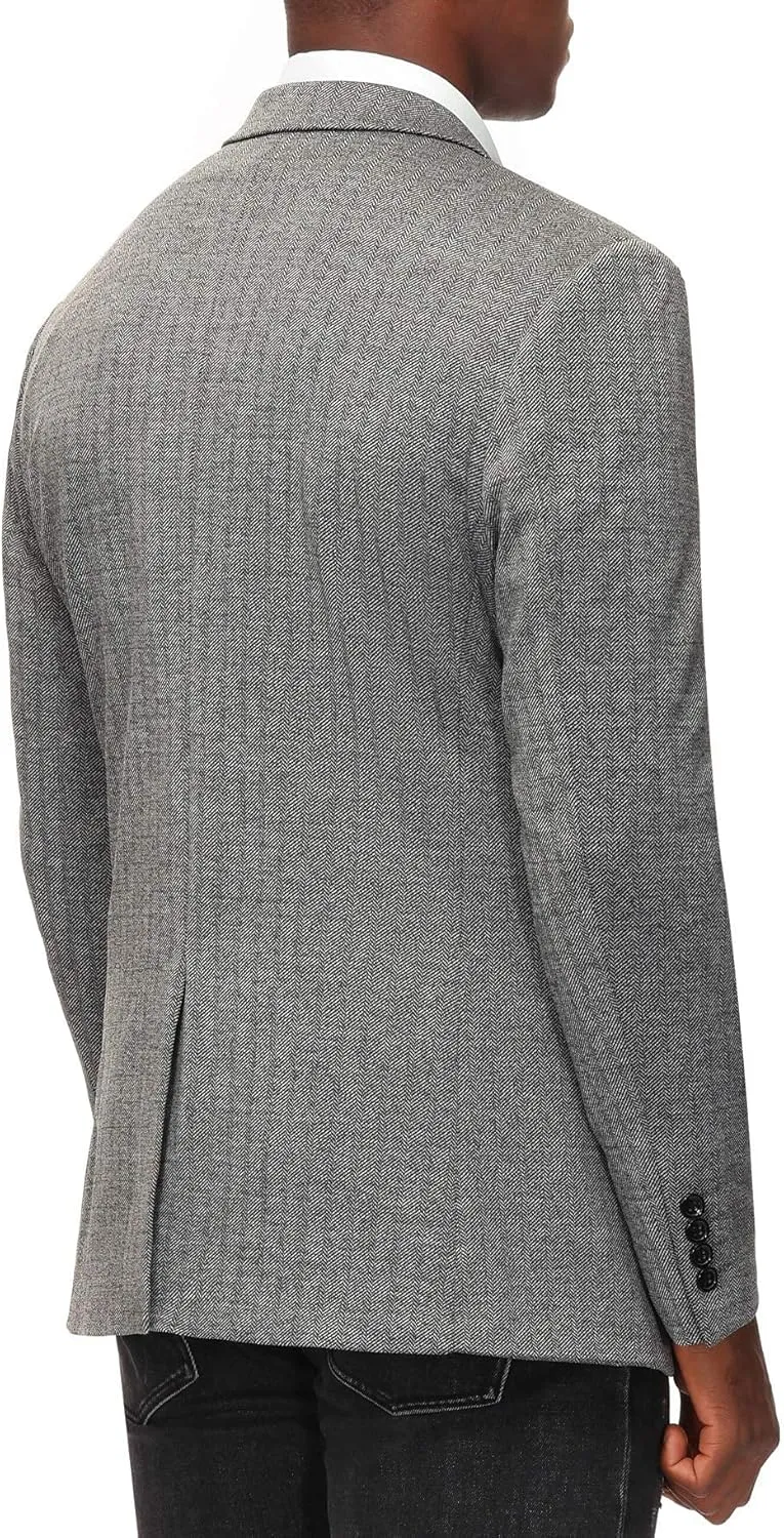 PJ Paul Jones Men's Herringbone Blazer Jacket Lightweight Casual Knit Sport Coat