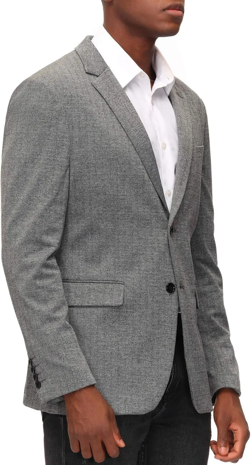 PJ Paul Jones Men's Herringbone Blazer Jacket Lightweight Casual Knit Sport Coat