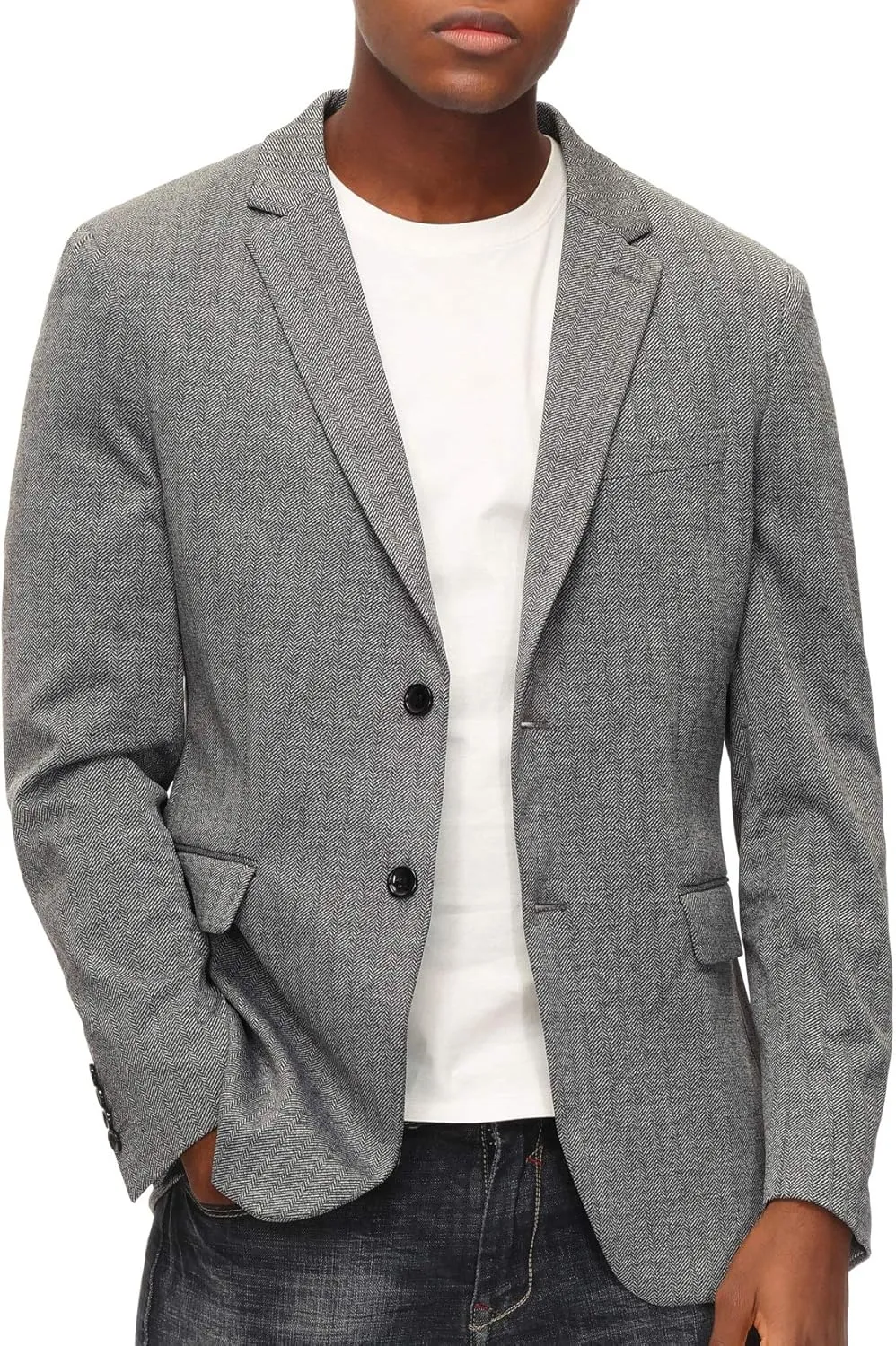 PJ Paul Jones Men's Herringbone Blazer Jacket Lightweight Casual Knit Sport Coat