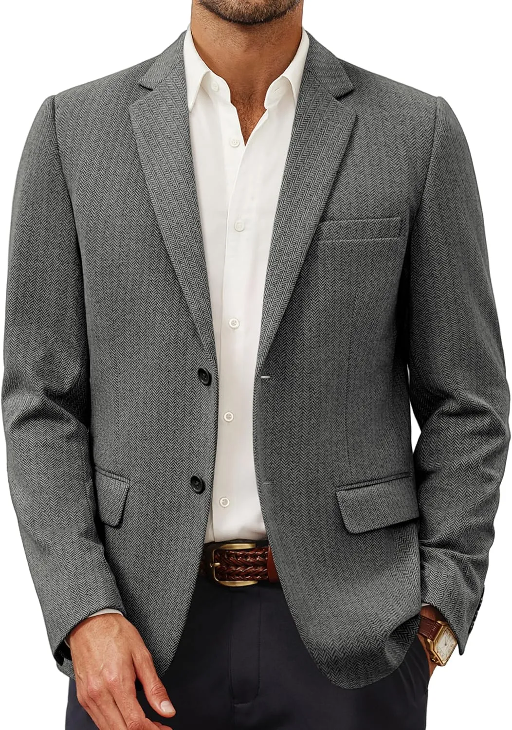 PJ Paul Jones Men's Herringbone Blazer Jacket Lightweight Casual Knit Sport Coat
